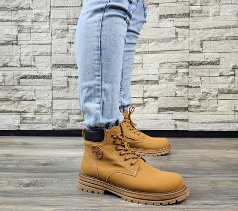 Ghete casual, barbati, MELS, 501235 galben, piele nabuc